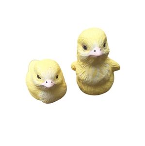 Miniature Handpainted Ceramic Chicks 2 Inches 1 Inch Set Spring Farm Decor